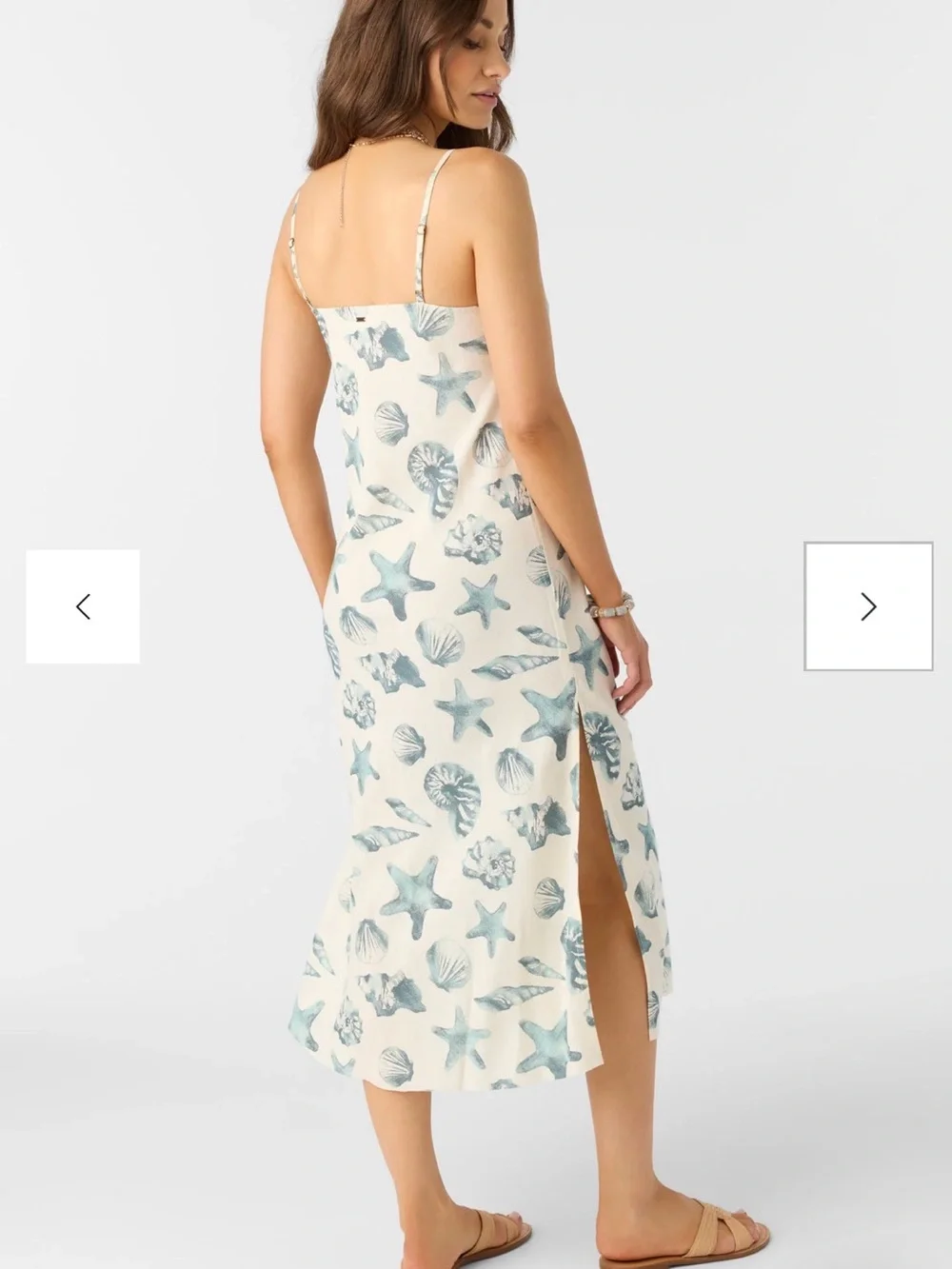 O’Neil Cream Maxi Dress with Blue Sea Shell Print